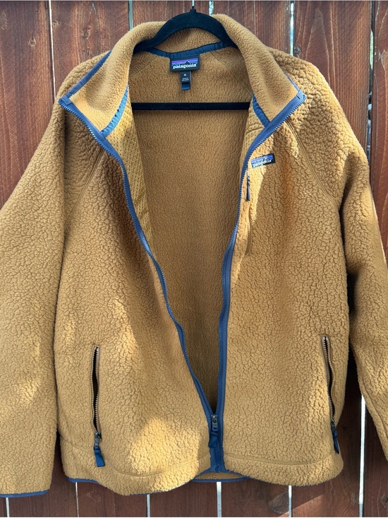 Patagonia Other - Patagonia Men's Sherpa Fleece Jacket - Mustard Gold with Blue Trim